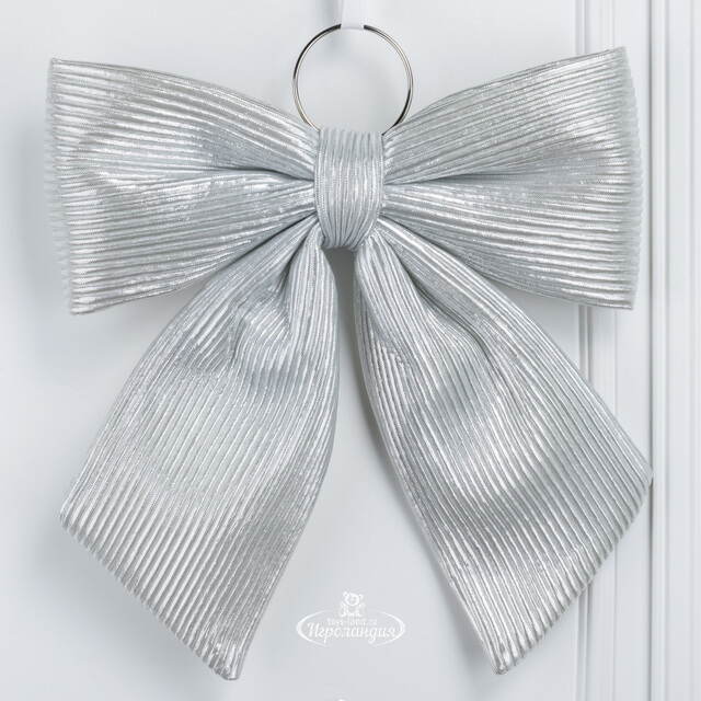 Бант на елку Lucido Striscia 37*34 см серебряный Due Esse Christmas (Ду Эссе Кристмас)