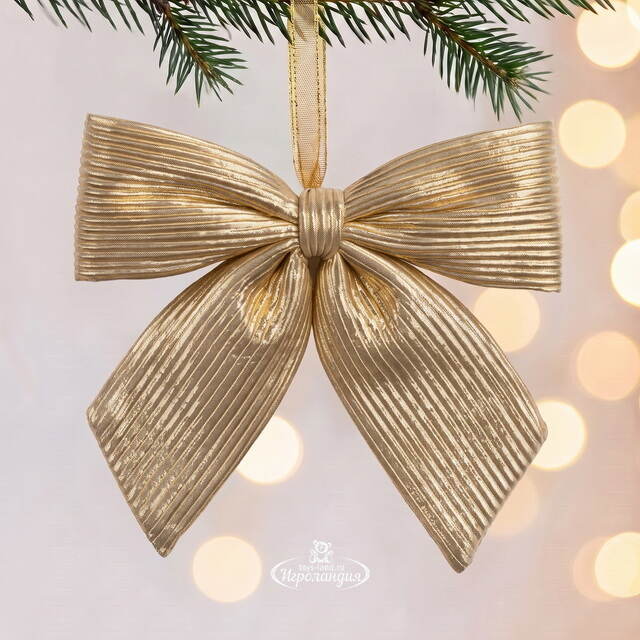 Бант на елку Lucido Striscia 28*28 см золотой Due Esse Christmas (Ду Эссе Кристмас)