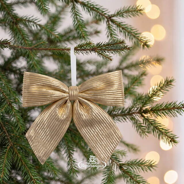 Бант на елку Lucido Striscia 28*28 см золотой Due Esse Christmas (Ду Эссе Кристмас)