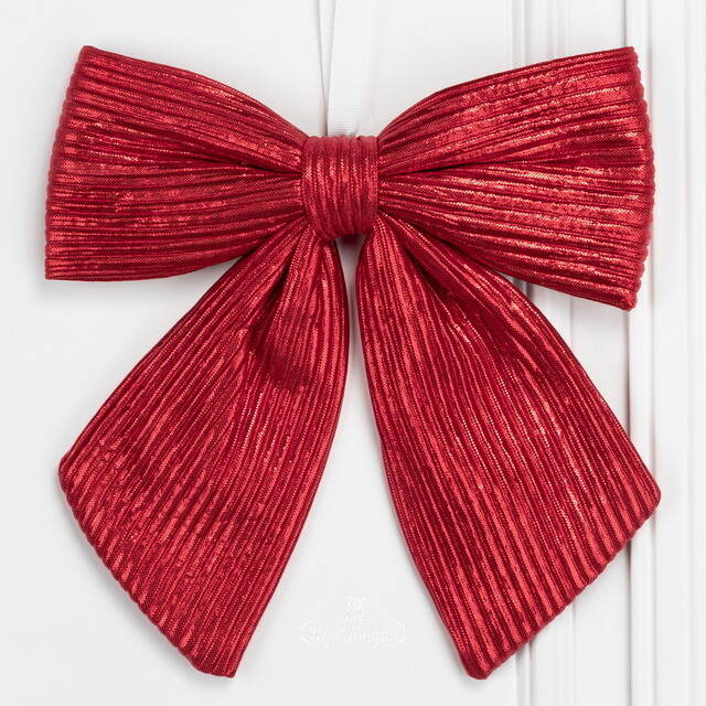 Бант на елку Lucido Striscia 25*22 см красный Due Esse Christmas (Ду Эссе Кристмас)