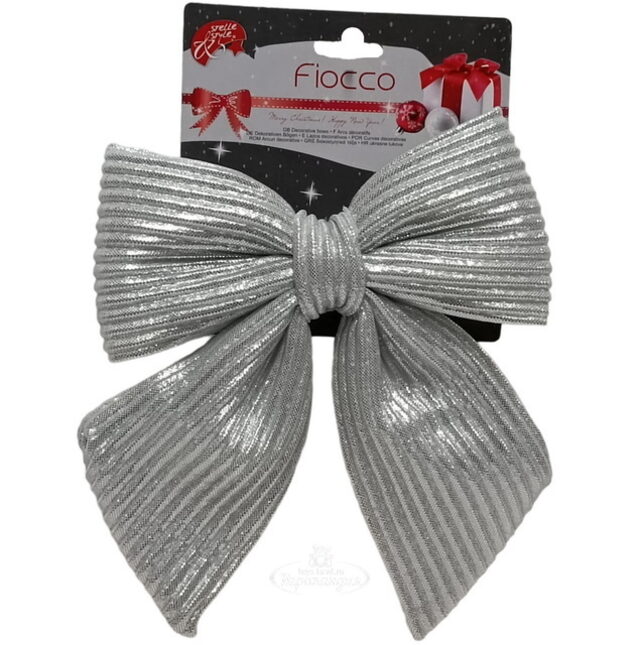 Бант на елку Lucido Striscia 17*16 см серебряный Due Esse Christmas