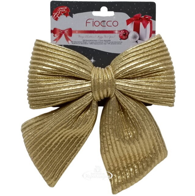 Бант на елку Lucido Striscia 13 см золотой Due Esse Christmas