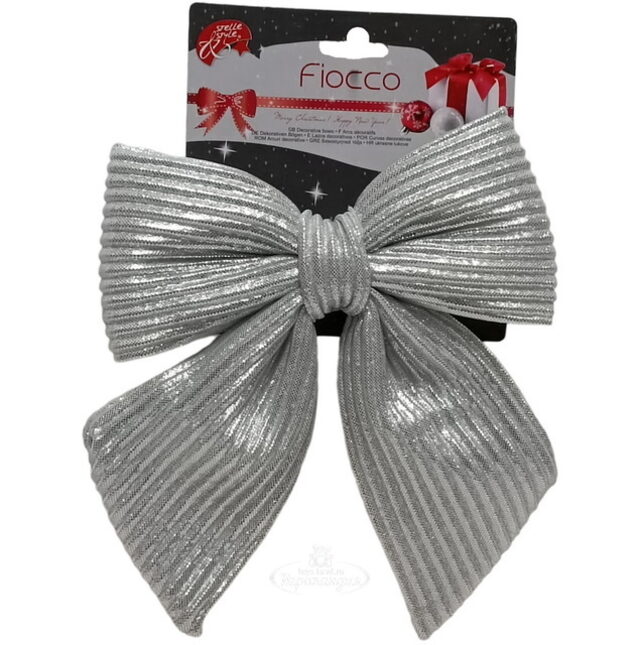 Бант на елку Lucido Striscia 15*13 см серебряный Due Esse Christmas