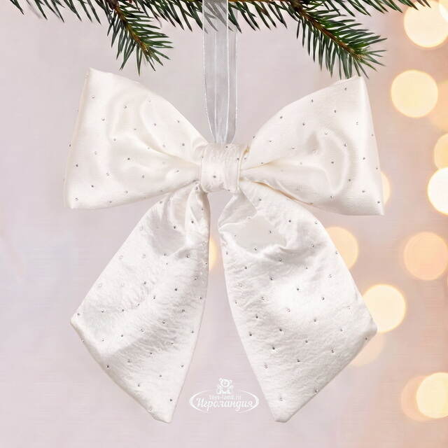 Бант на елку Bianco Diamanti 25*22 см белый Due Esse Christmas (Ду Эссе Кристмас)