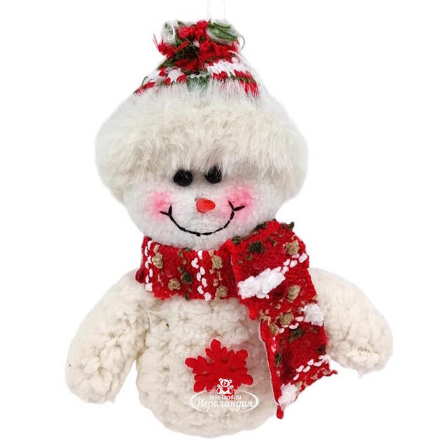 Елочная игрушка Снеговик Бимбо в красном шарфе 15 см Due Esse Christmas (Ду Эссе Кристмас)