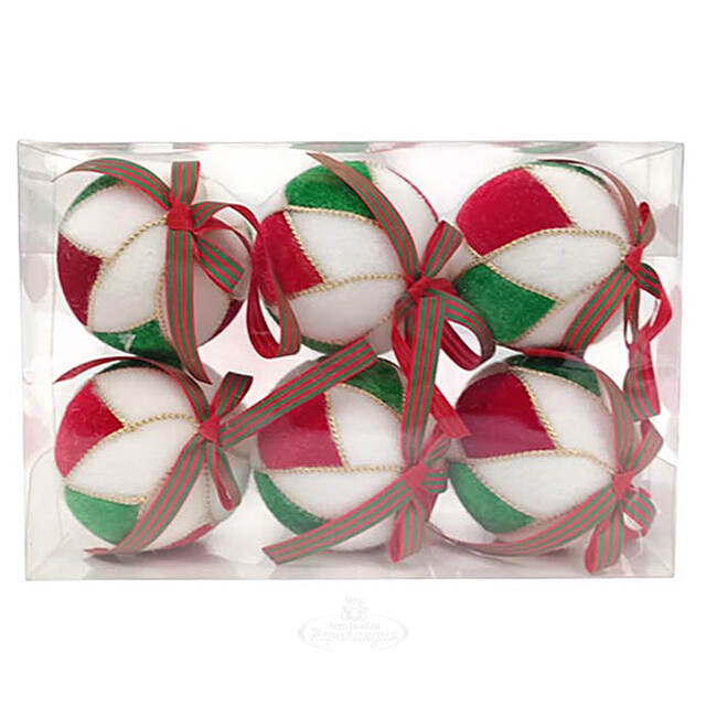 Елочные шары из ткани Kinemoki - Assago 8 см, 6 шт Due Esse Christmas (Ду Эссе Кристмас)