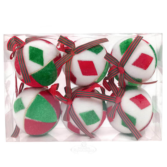 Елочные шары из ткани Kinemoki - Arco 8 см, 6 шт Due Esse Christmas