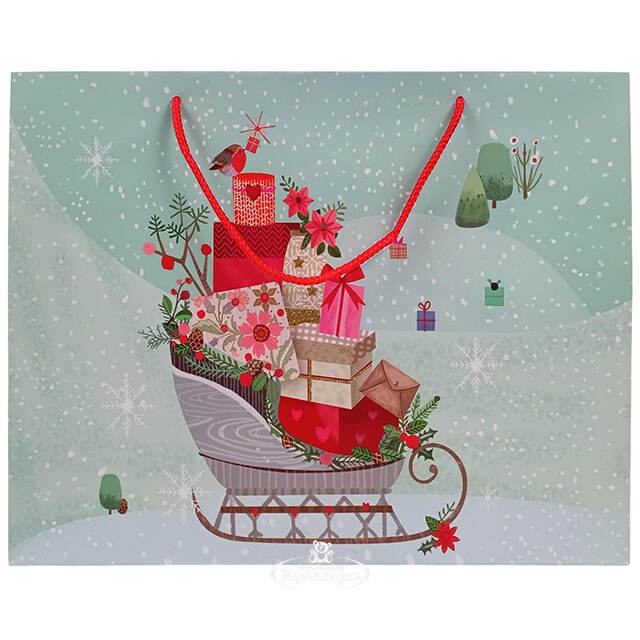 Подарочный пакет Christmas Stories: Santa Sleigh 31*26 см Due Esse Christmas (Ду Эссе Кристмас)