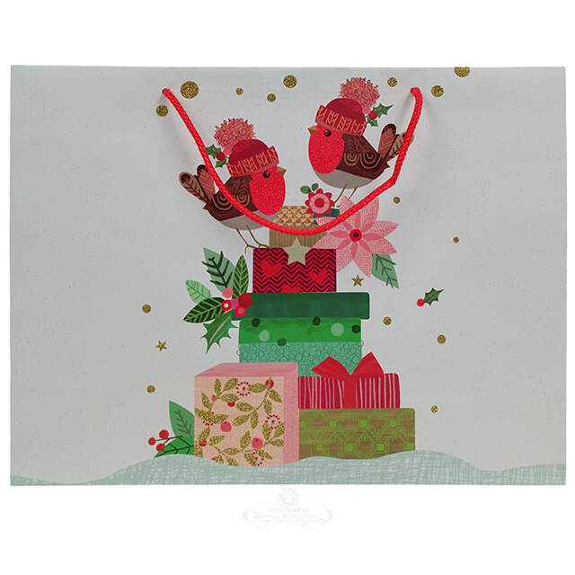 Подарочный пакет Christmas Stories: Bullfinches 23*18 см Due Esse Christmas (Ду Эссе Кристмас)