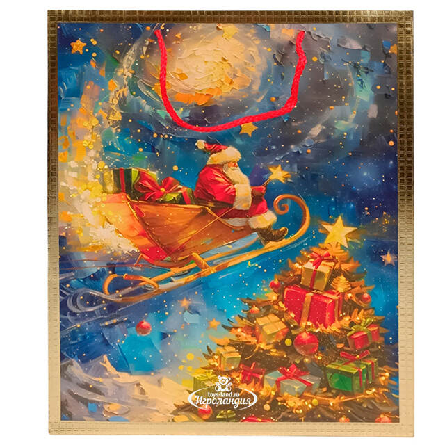 Подарочный пакет Санта - Северный Express 18*14 см Due Esse Christmas (Ду Эссе Кристмас)