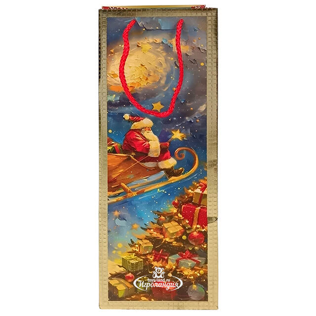 Пакет для бутылки Санта - Северный Express 36*12 см Due Esse Christmas (Ду Эссе Кристмас)