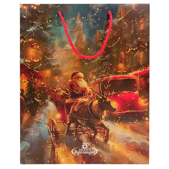 Подарочный пакет бумажный Санта в Городе 42*33 см Due Esse Christmas (Ду Эссе Кристмас)