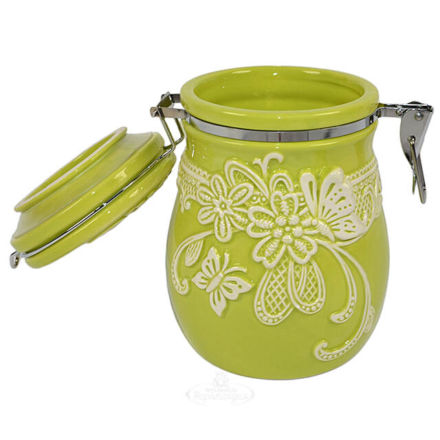 Банка для хранения с крышкой Easy Butterfly 20 см салатовая Due Esse Christmas