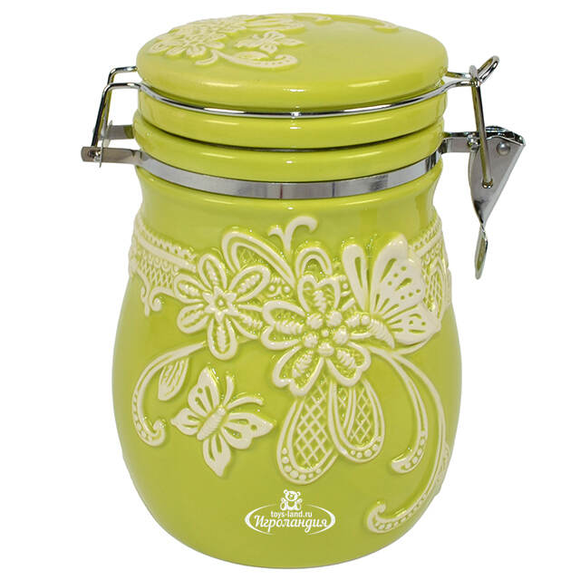 Банка для хранения с крышкой Easy Butterfly 20 см салатовая Due Esse Christmas