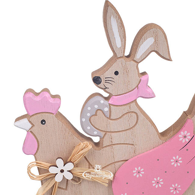 Декоративная фигурка Курочка-Качалка и Кролик Банни 23 см розовая Due Esse Christmas