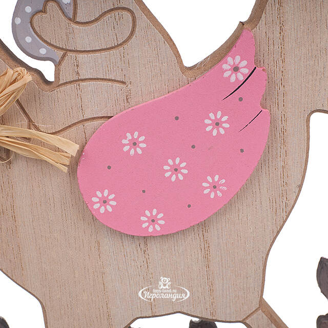 Декоративная фигурка Курочка-Качалка и Кролик Банни 23 см розовая Due Esse Christmas