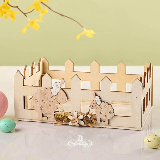 Декоративная корзина Пасхальные Овечки 16*11 см Due Esse Christmas (Ду Эссе Кристмас)