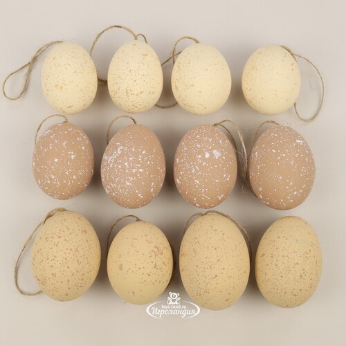 Пасхальные украшения Яйца: Propio Eggs 6 см, 12 шт, натуральные Due Esse Christmas