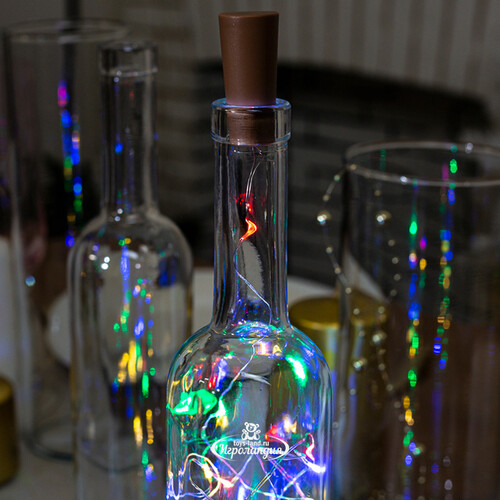 Гирлянда - пробка для бутылки Капельки, 8 разноцветных LED ламп, на батарейках, IP20 Koopman