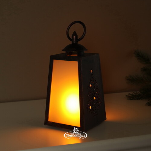 Декоративный фонарь с имитацией пламени Елочка 19 см, на батарейках Koopman