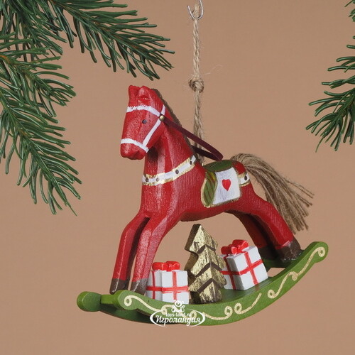 Елочная игрушка Бранденбургская Лошадка-Качалка 14 см, красная, подвеска Breitner