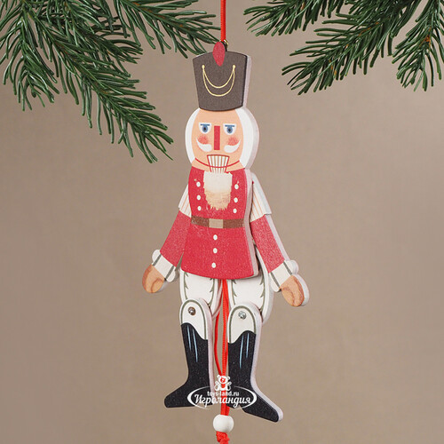 Елочная игрушка-марионетка Щелкунчик Танцор 18 см красный, подвеска Breitner