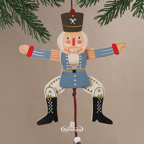 Елочная игрушка-марионетка Щелкунчик Танцор 18 см синий, подвеска Breitner