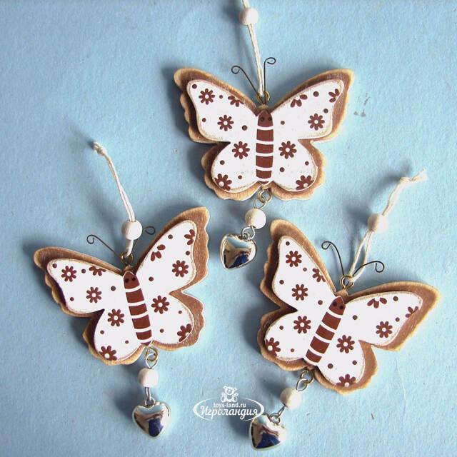 Деревянная елочная игрушка Сказочный Мотылек 9 см, подвеска Breitner