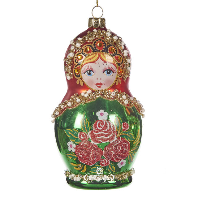 Стеклянная елочная игрушка Матрешка Пелагея - Russian Doll 12 см Goodwill