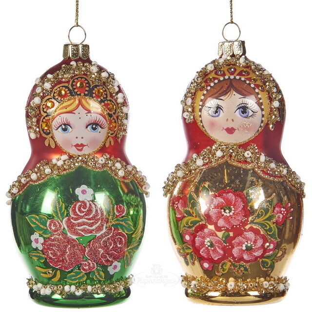 Стеклянная елочная игрушка Матрешка Любава - Russian Doll 12 см Goodwill