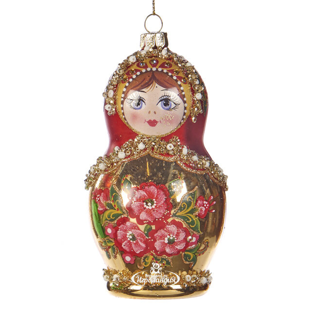 Стеклянная елочная игрушка Матрешка Любава - Russian Doll 12 см Goodwill