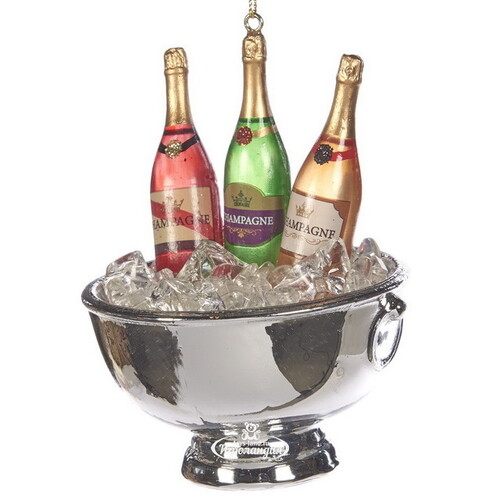 Стеклянная елочная игрушка Шампанское - Party de Noel 11 см, подвеска Goodwill