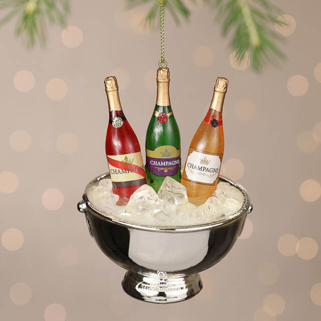Стеклянная елочная игрушка Шампанское - Party de Noel 11 см, подвеска Goodwill