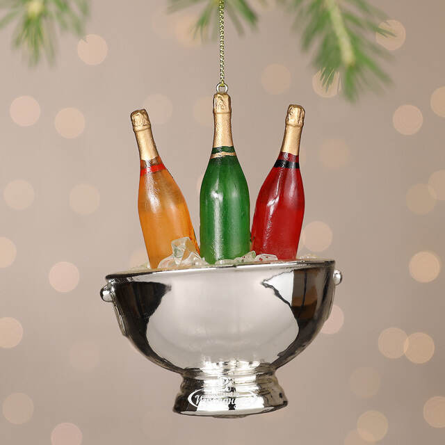 Стеклянная елочная игрушка Шампанское - Party de Noel 11 см, подвеска Goodwill