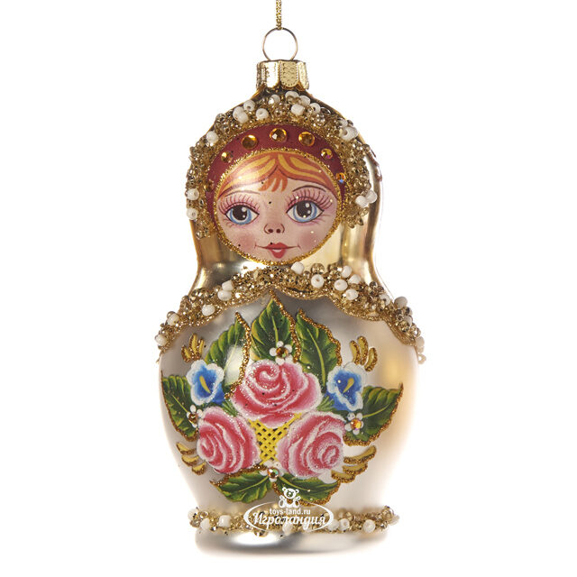 Стеклянная елочная игрушка Матрешка Лада - Russian Doll 12 см Goodwill