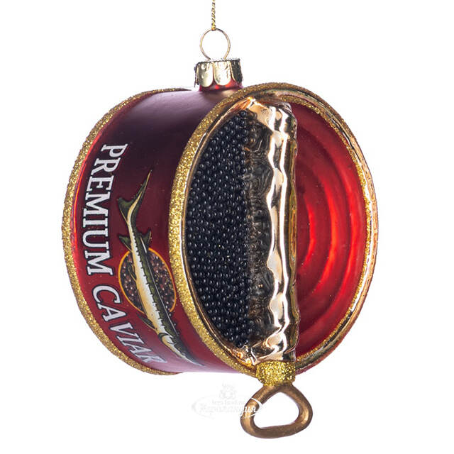 Стеклянная елочная игрушка Черная Икра Осетровая - Premium Caviar 11 см Goodwill