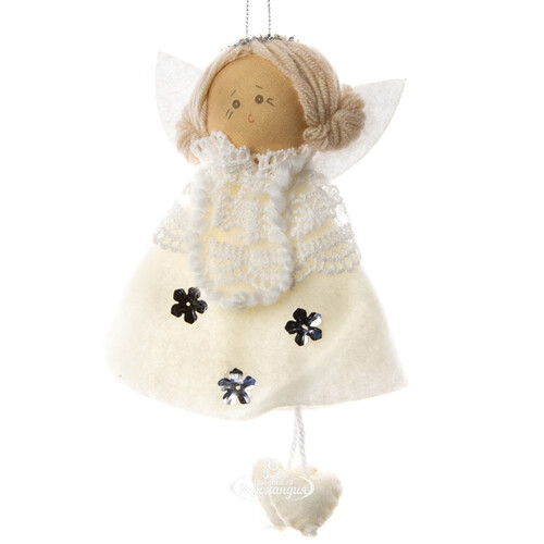 Кукла на елку Фея-Крёстная Сесиль в кремовом наряде 19 см, подвеска Due Esse Christmas