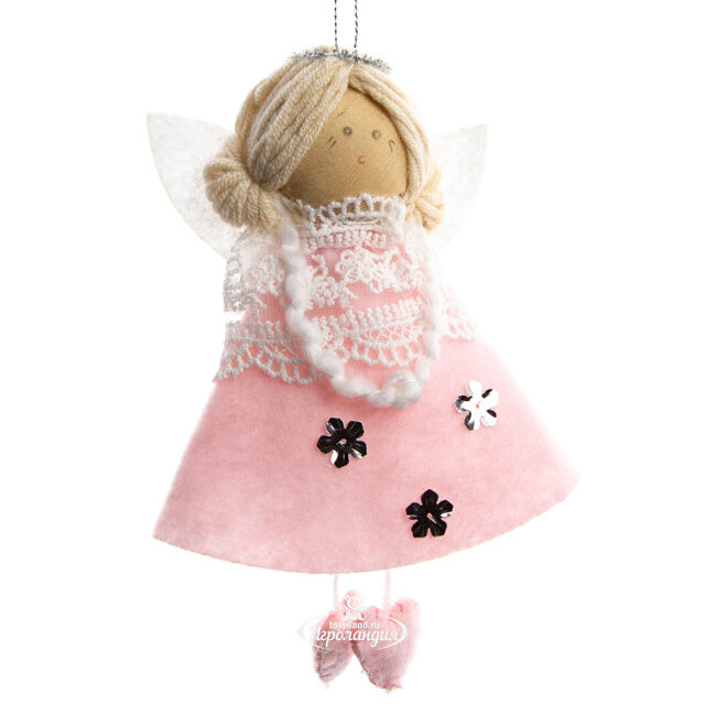 Кукла на елку Фея-Крёстная Сесиль в розовом наряде 19 см, подвеска Due Esse Christmas