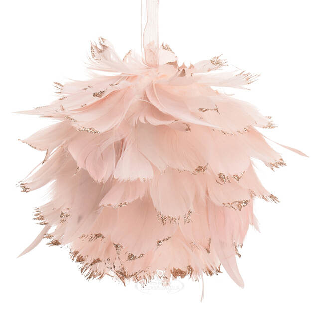 Елочный шар из перьев Plume Rose 10 см Koopman