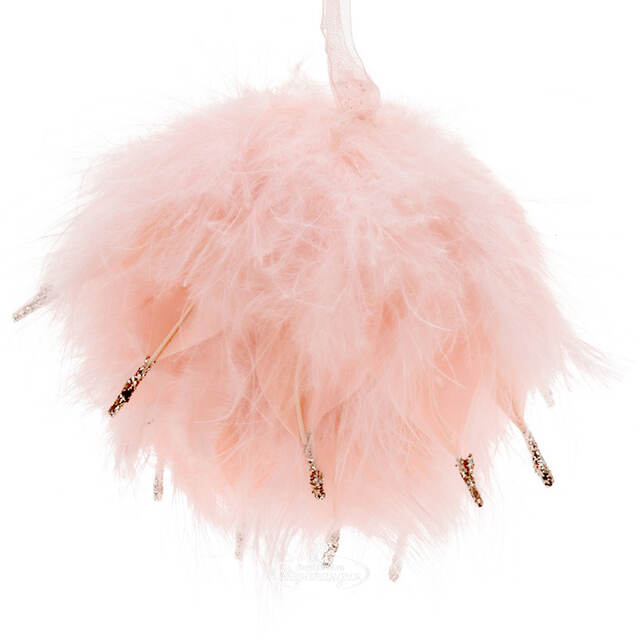 Елочный шар из перьев Rose Poetique 10 см Koopman