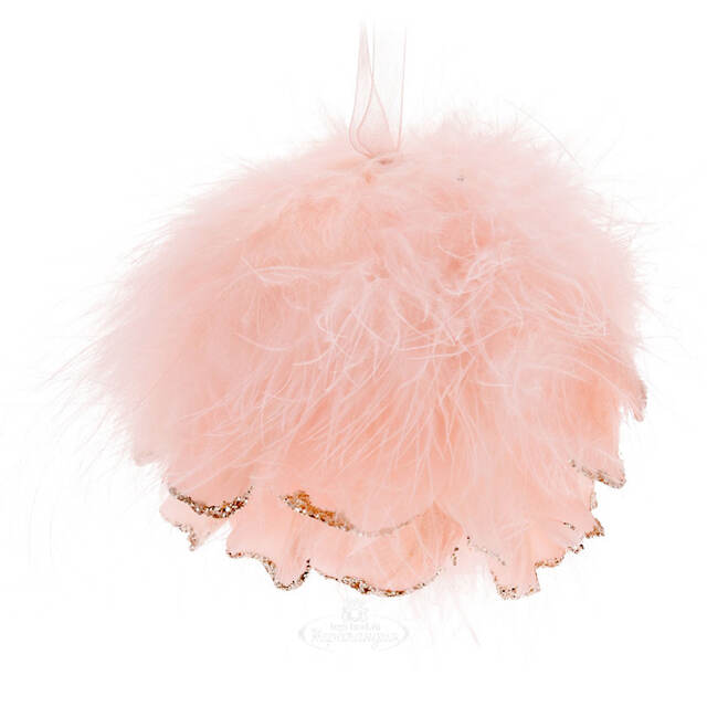 Елочный шар из перьев Rose Poetique 10 см Koopman