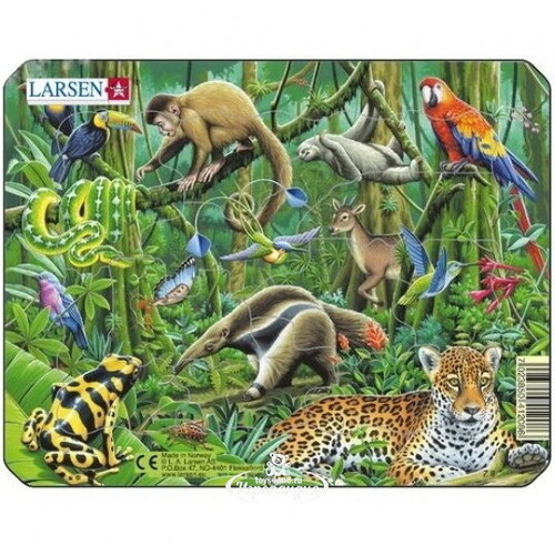 Пазл для малышей Экзотические животные: В чаще джунглей, 11 элементов, 18*14 см LARSEN