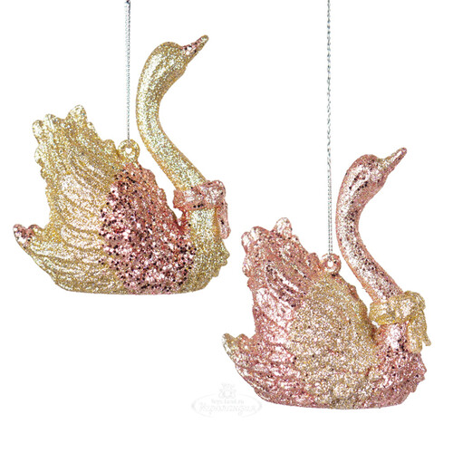 Елочная игрушка Лебедь - Rose Paradi 10 см, золотой, подвеска Kurts Adler