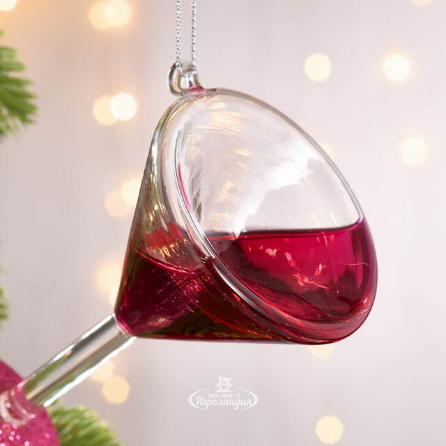 Стеклянная елочная игрушка Бокал Вина - Cabernet Franc 18 см, подвеска Kurts Adler