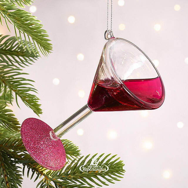 Стеклянная елочная игрушка Бокал Вина - Cabernet Franc 18 см, подвеска Kurts Adler