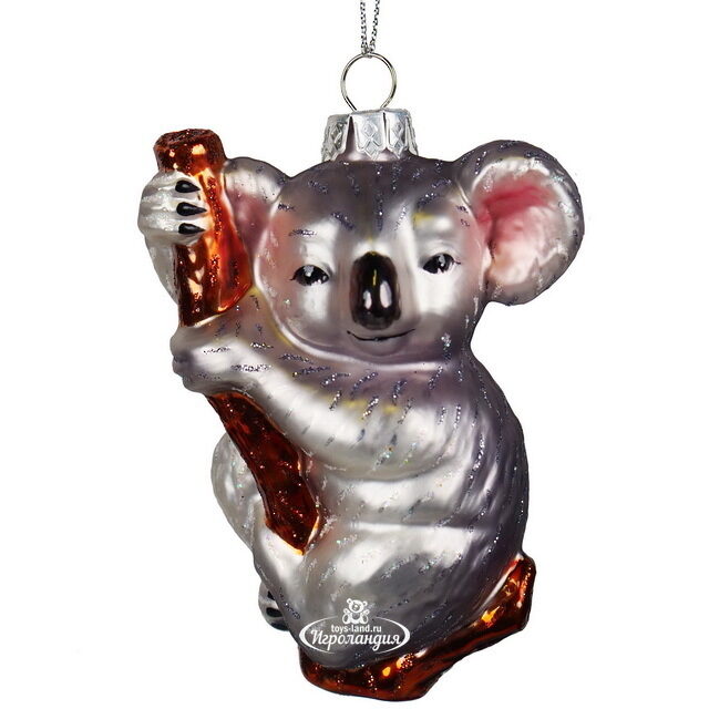 Стеклянная елочная игрушка Малыш Коала 10 см, подвеска Kurts Adler