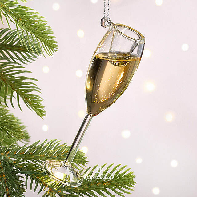 Стеклянная елочная игрушка Бокал Шампанского 11 см, подвеска Kurts Adler