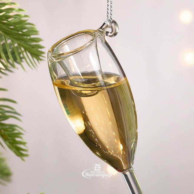 Стеклянная елочная игрушка Бокал Шампанского 11 см, подвеска Kurts Adler
