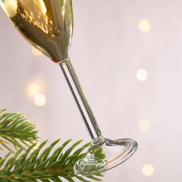 Стеклянная елочная игрушка Бокал Шампанского 11 см, подвеска Kurts Adler