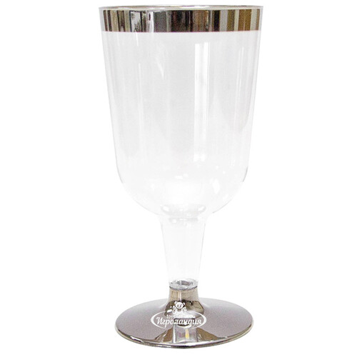 Пластиковые бокалы для вина Серебряный Стиль 180 мл 6 шт Снегурочка